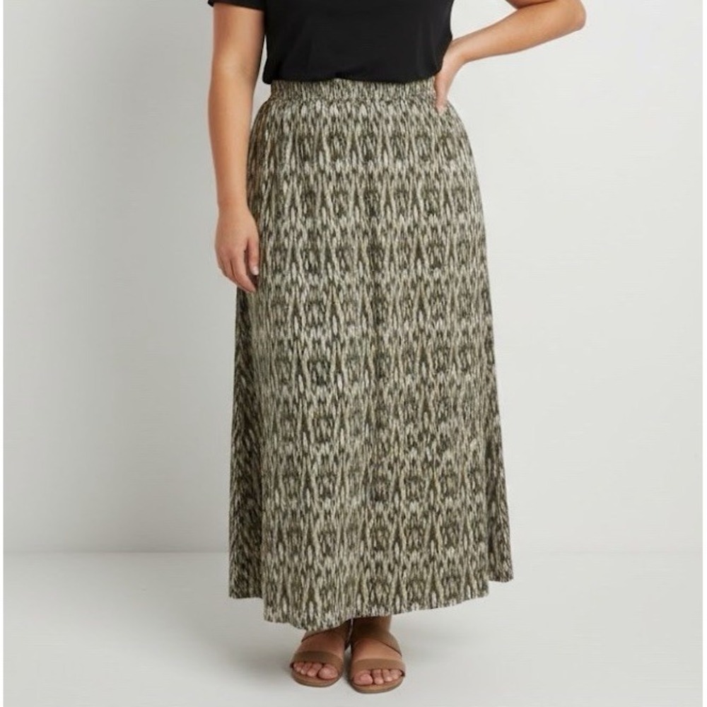 NWOT CJ Banks 2X Maxi Skirt Multicolor Pull On‎ Travel Resortwear Ikat